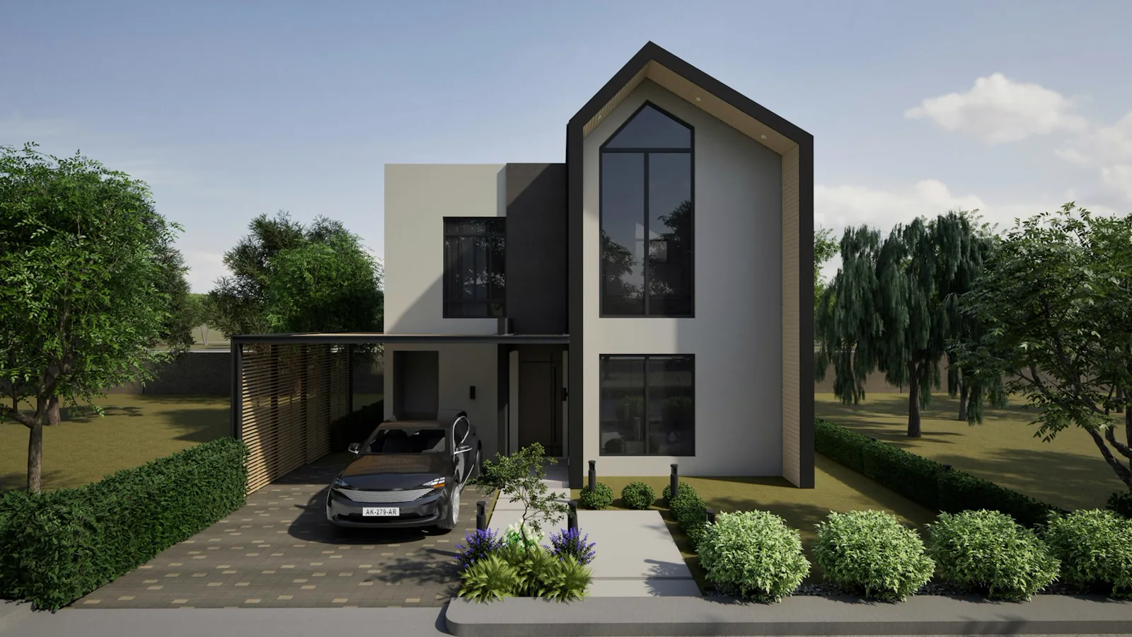 Completed two-storey custom home with an attached garage